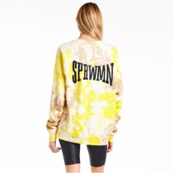 SPRWMN Oversized Sweatshirt Crewneck Lemonade Tie Dye 100% Cotton Fleece S - Picture 1 of 11
